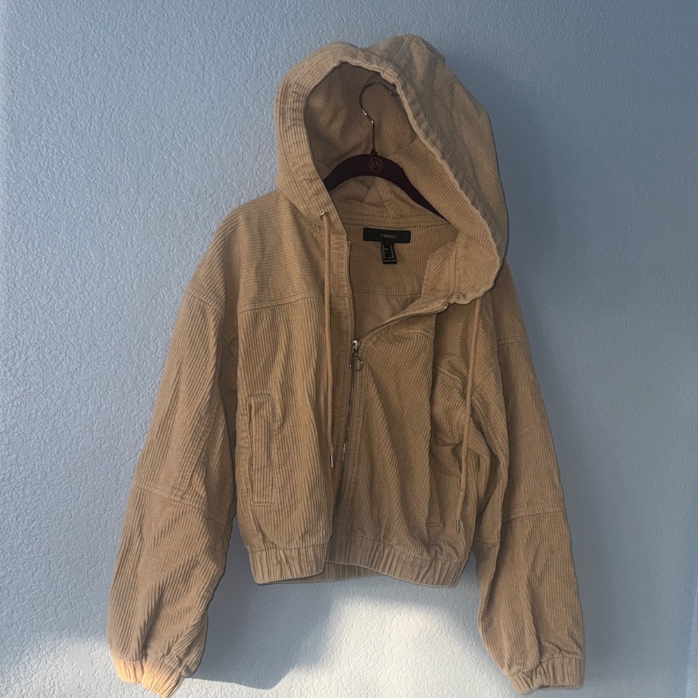 Forever 21 Tan Corduroy Hoodie Size XS